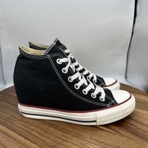 Converse Chuck Taylor All Star Lux Hidden Wedge Shoes 547198C Black Women's 8